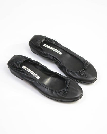 Manolo Blahnik Tobaly Black Soft Leather Ballet Flats / 35 (US 5)