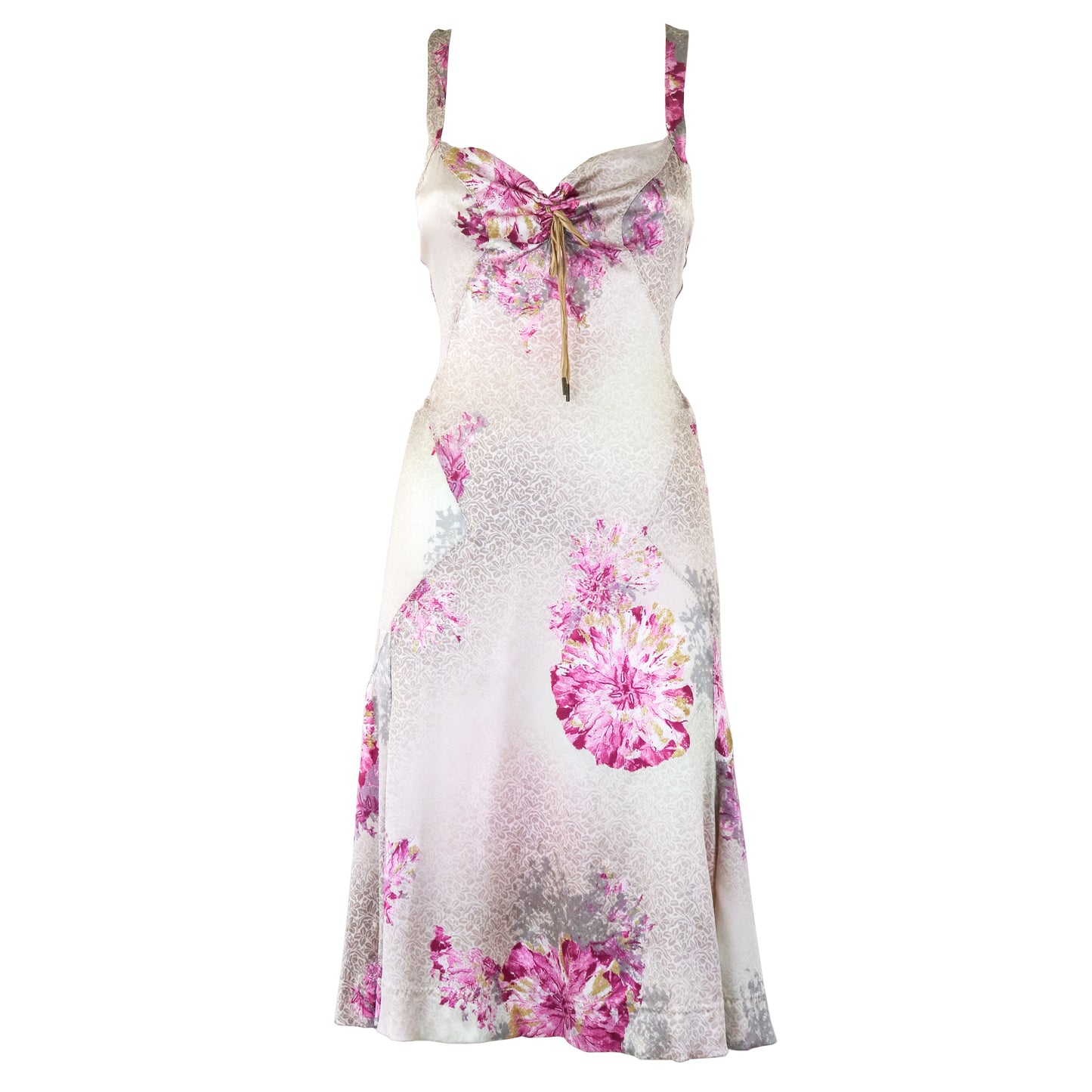 NWT Vintage 2000s Roberto Cavalli Just Cavalli Silk Asymmetric Floral Print Dress / IT 42 (S)
