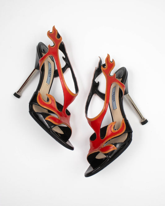 Prada S/S 2012 Red Patent Leather Flame Heels / 36 (US 6)