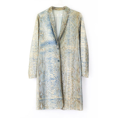 Vintage S/S 2000 Calvin Klein Collection Blue Python Leather Snakeskin Coat / S