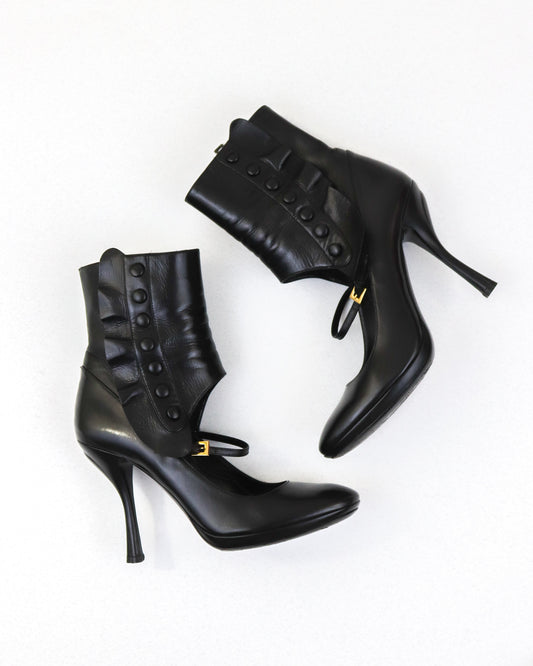 S/S 2008 Prada James Jean Fairy Collection Black Wave Boots Runway Heels / 39 (US 9)