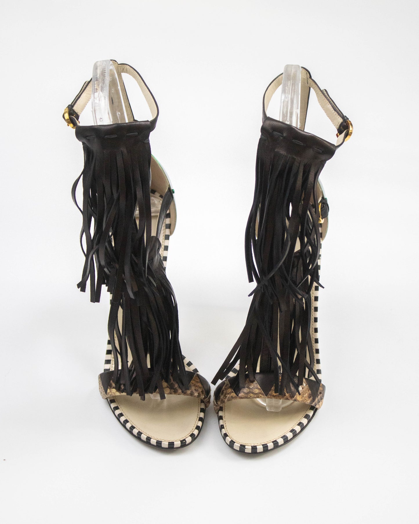 S/S 2013 Sergio Rossi Tawaraya Fringe Strappy Sandals / 37.5 (US 7.5)