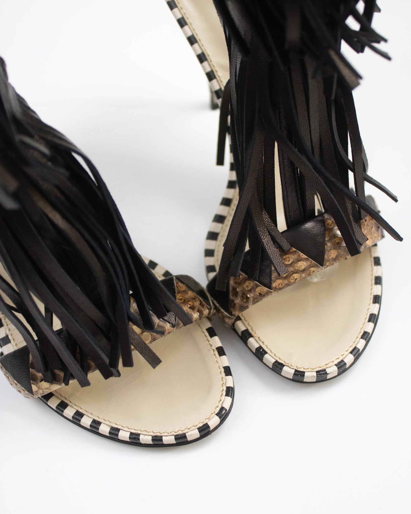 S/S 2013 Sergio Rossi Tawaraya Fringe Strappy Sandals / 37.5 (US 7.5)