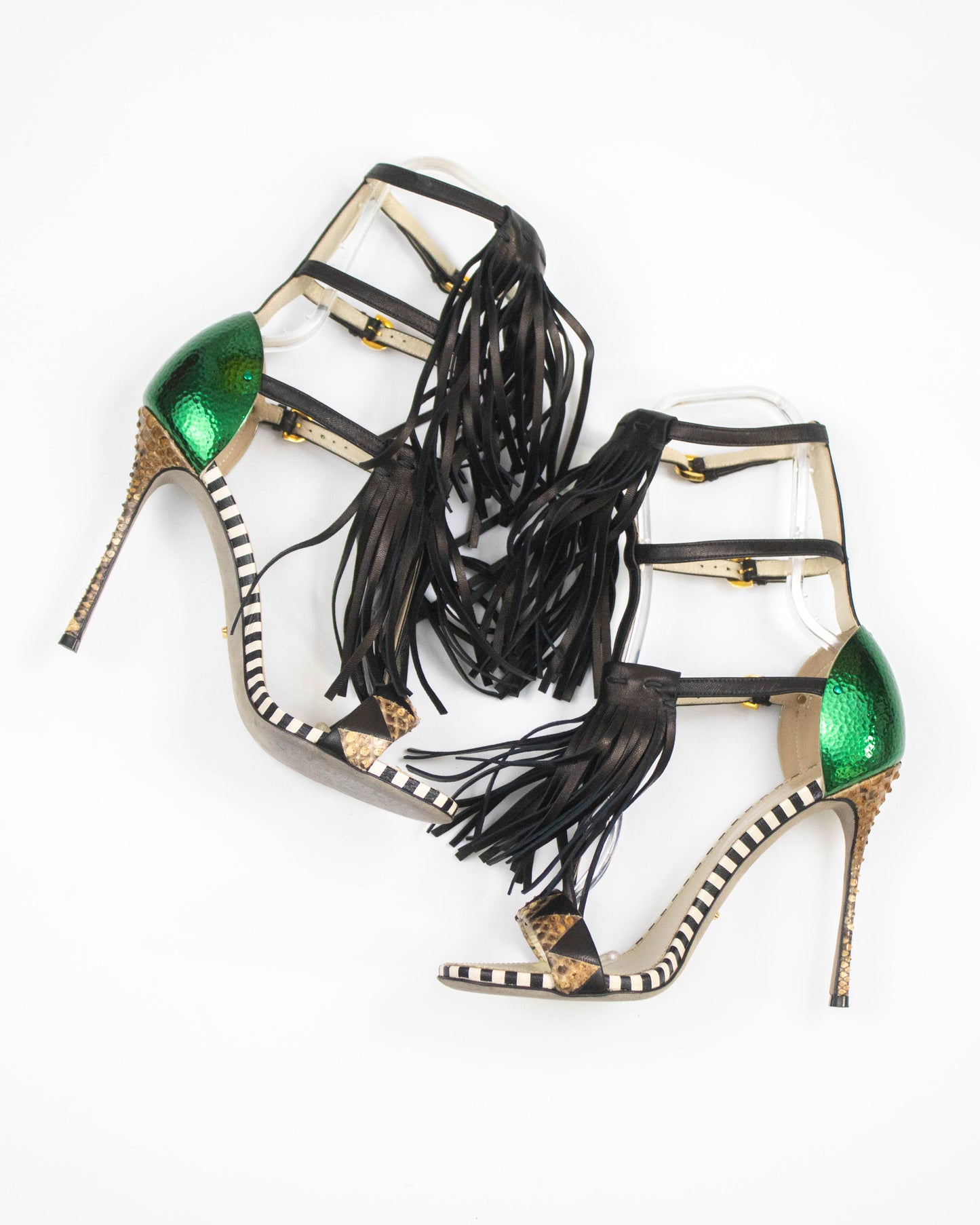 S/S 2013 Sergio Rossi Tawaraya Fringe Strappy Sandals / 37.5 (US 7.5)