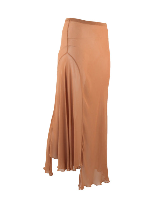 Vintage 1990s Anna Molinari Blumarine Long Sheer Asymmetric Ruffled Skirt / IT 42 (S)