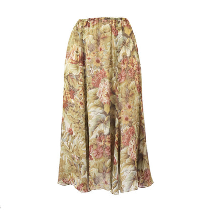 Vintage 1990s Calvin Klein Collection Floral Print Silk Skirt / XS-S
