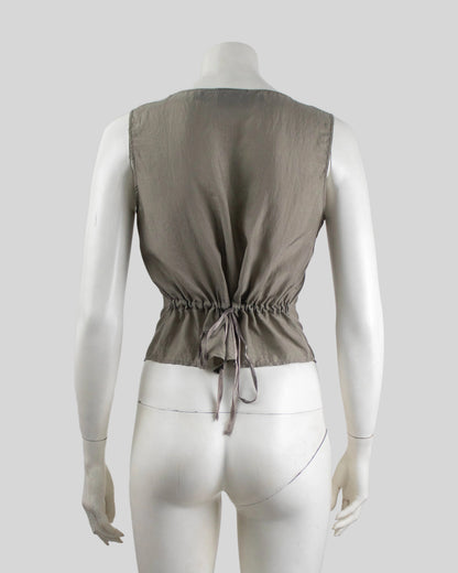 Vintage 1990s Donna Karan DKNY Silk Embroidered Top / S
