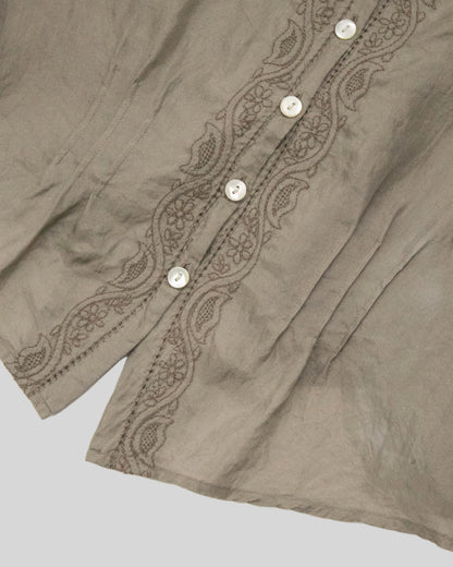 Vintage 1990s Donna Karan DKNY Silk Embroidered Top / S