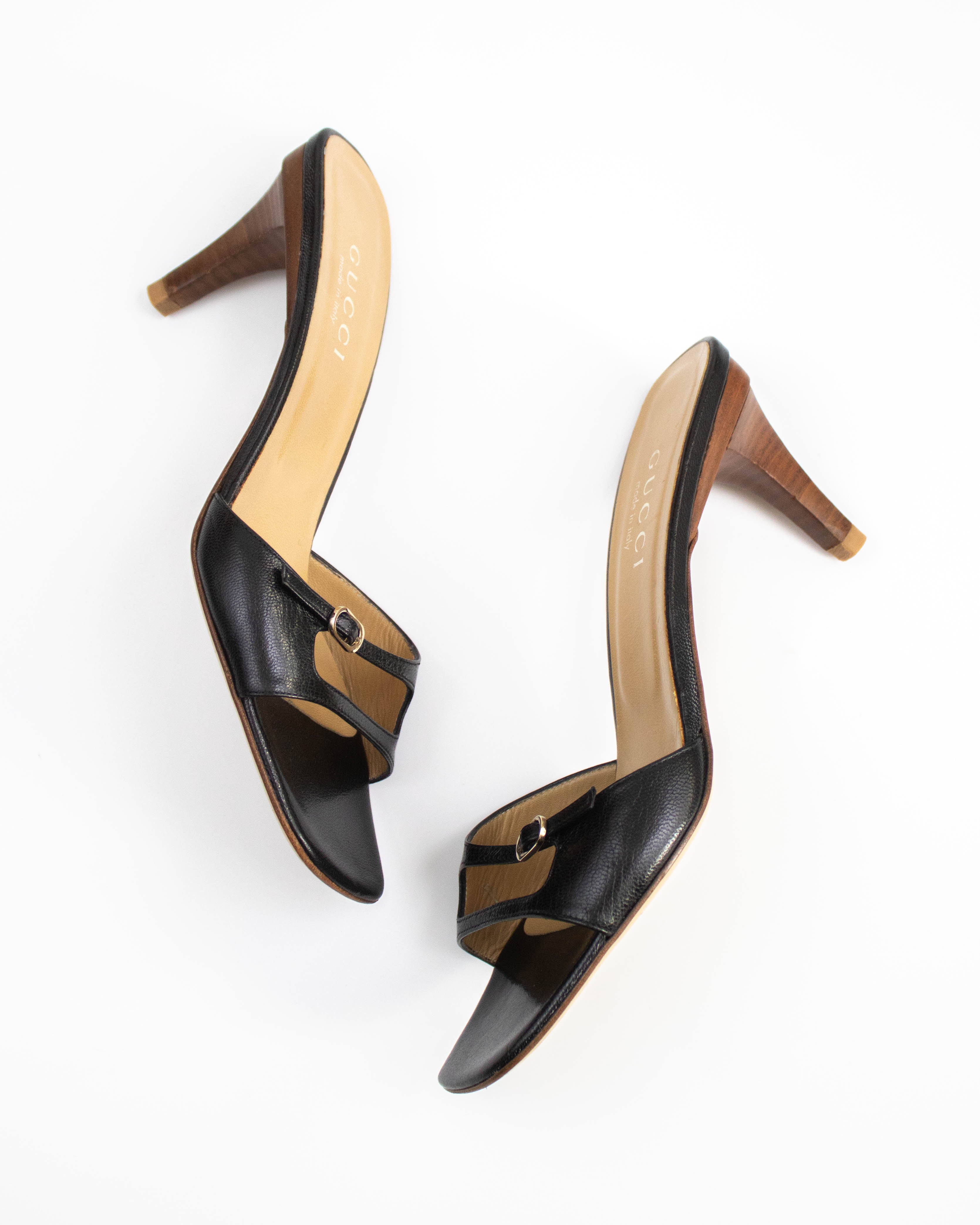 Vintage 1990s Gucci Tom Ford Black Double Strap Cut-out Detail