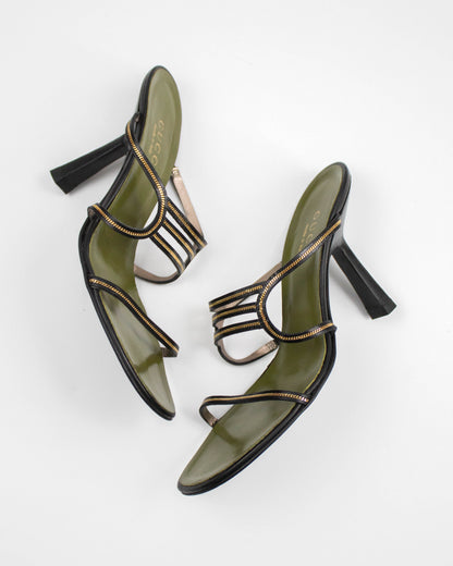 Gucci Twisted Heels with metal chain detail side view