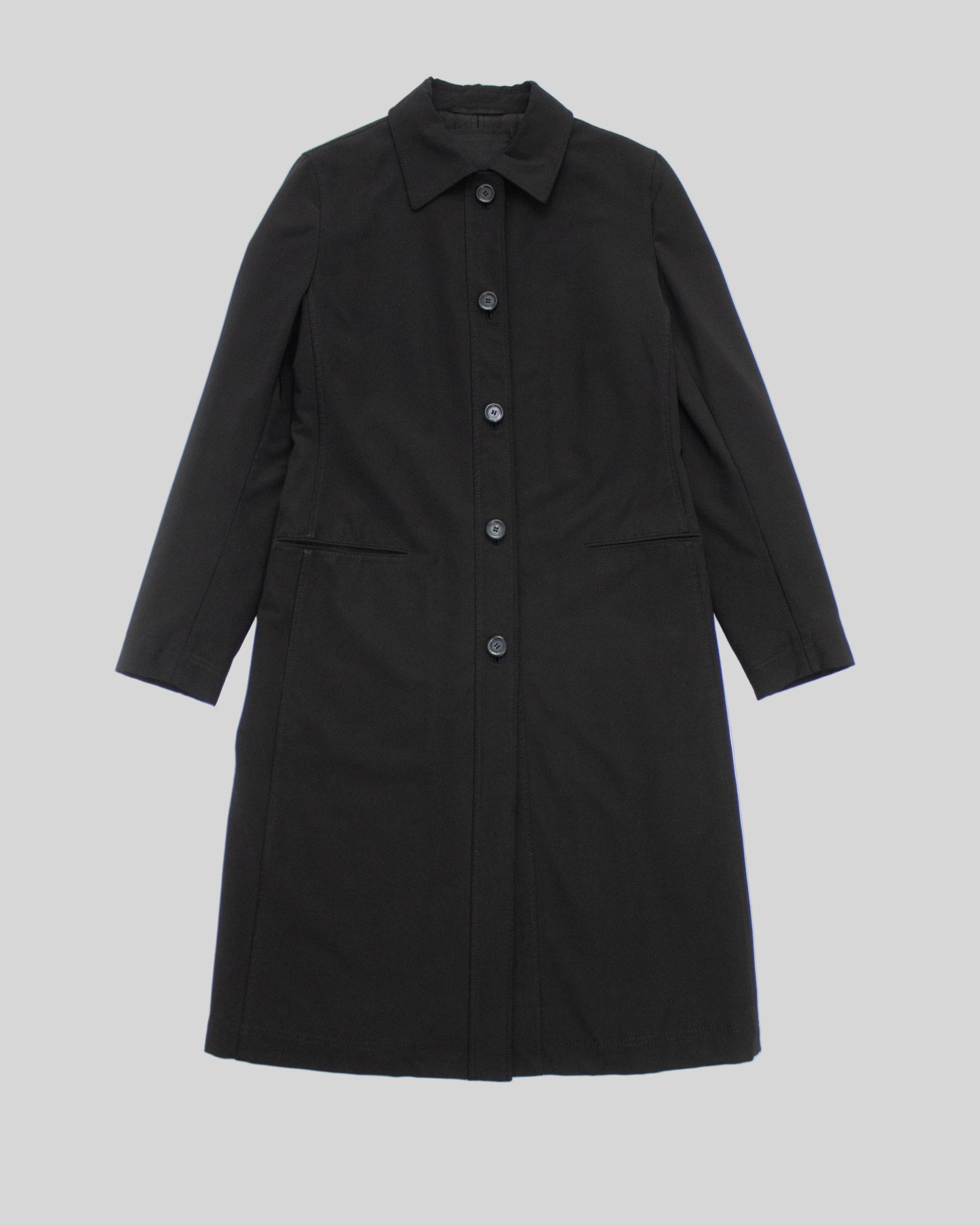 Vintage 1990s Prada Black Nylon Trench Coat As seen on CBK