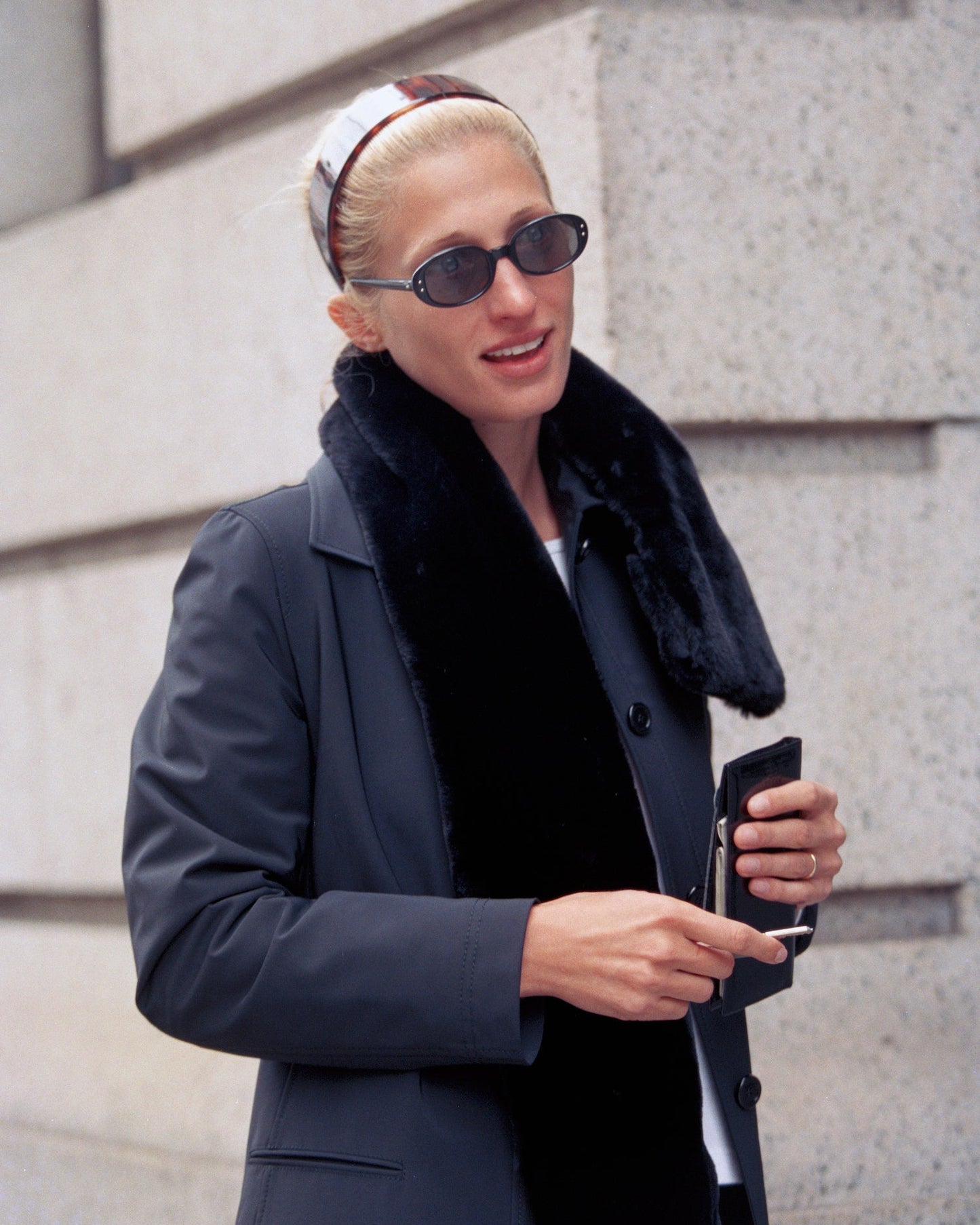 Vintage 1990s Prada Black Nylon Trench Coat As seen on CBK