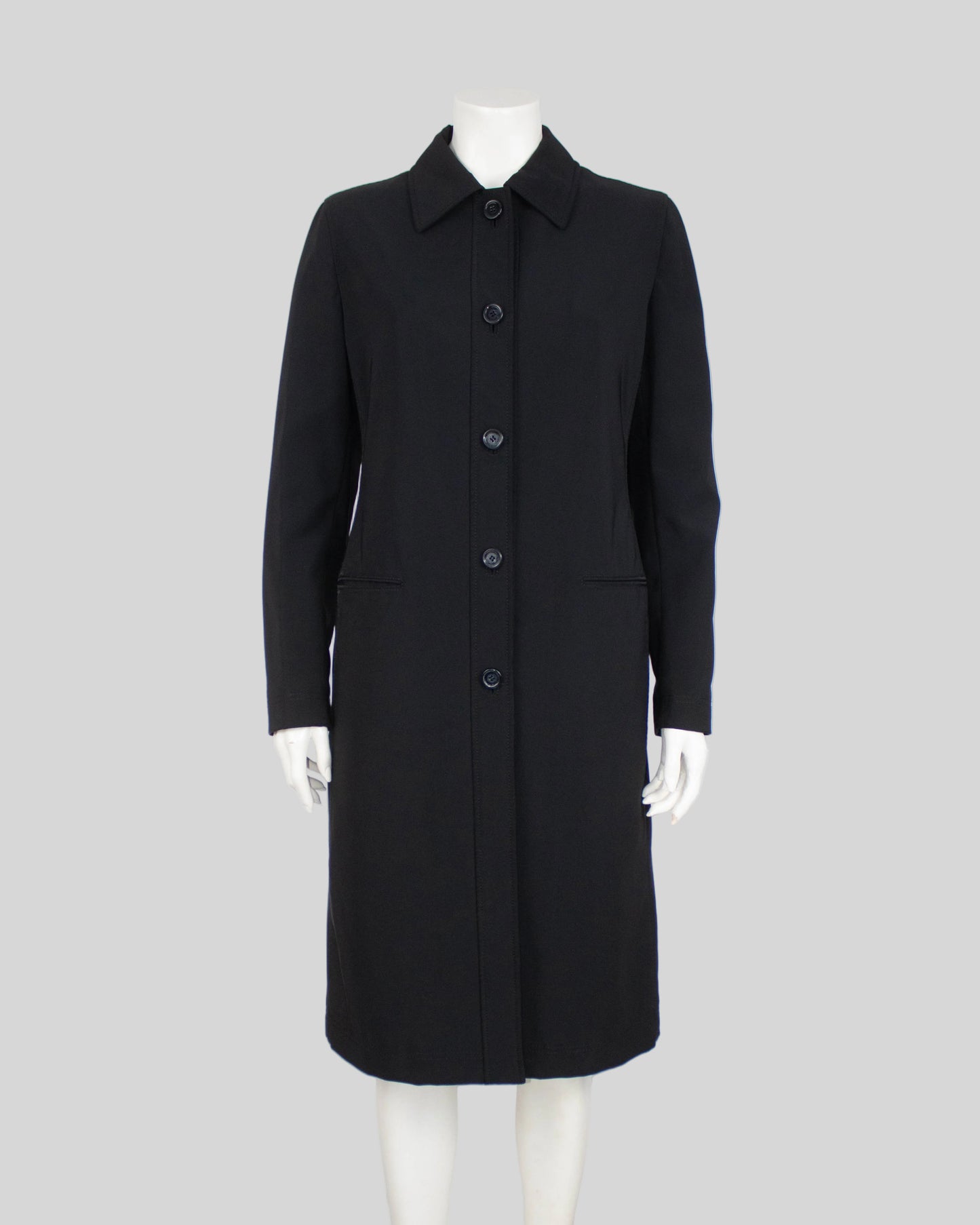 Vintage 1990s Prada Black Nylon Trench Coat As seen on CBK