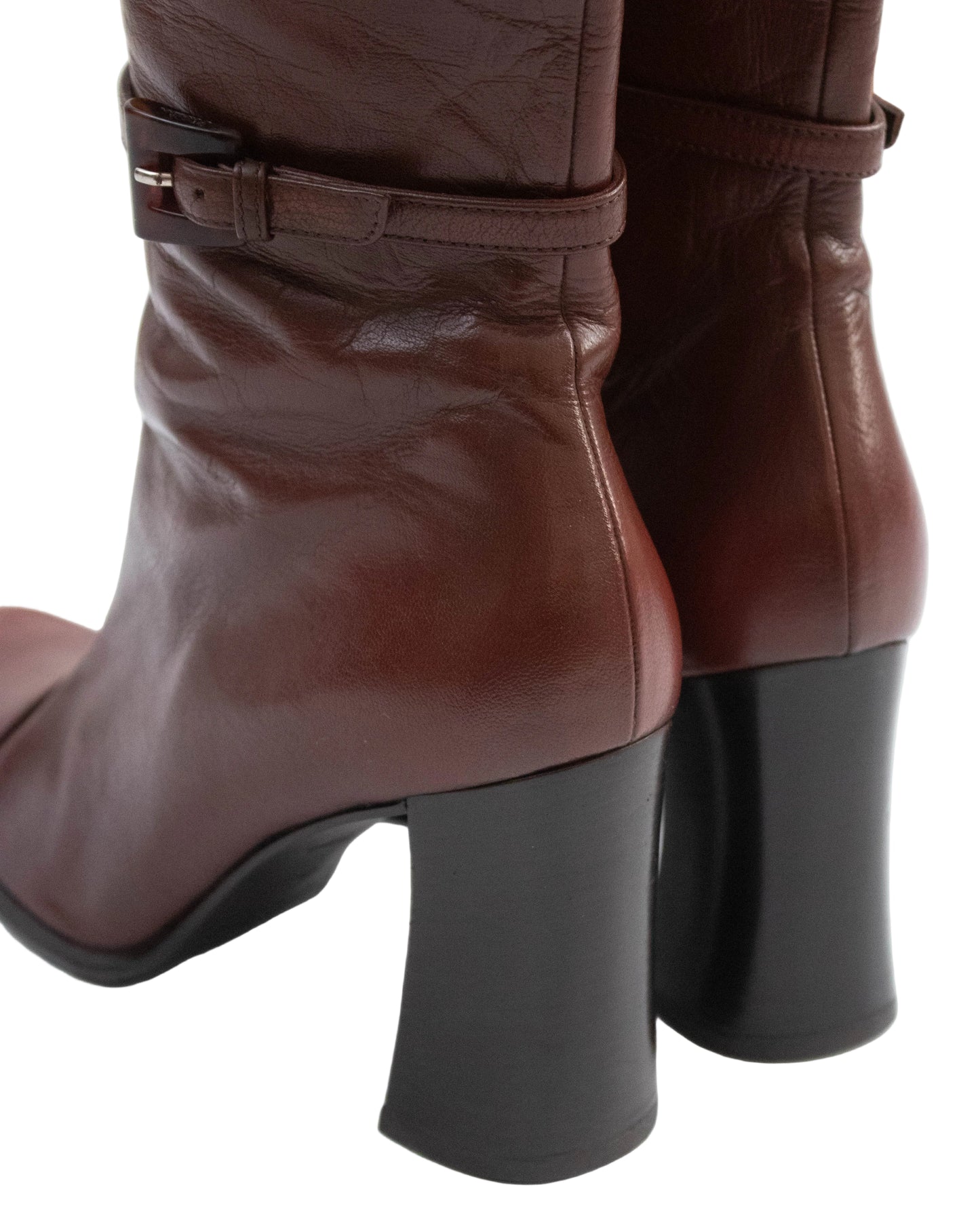 Vintage 1990s Prada Brown Block Heel Boots As seen on CBK / 37 (US 7)