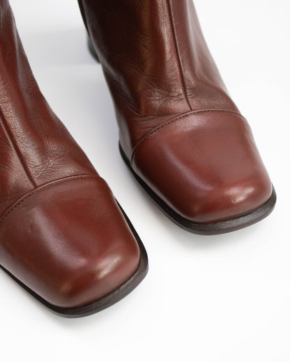 Vintage 1990s Prada Brown Block Heel Boots As seen on CBK / 37 (US 7)