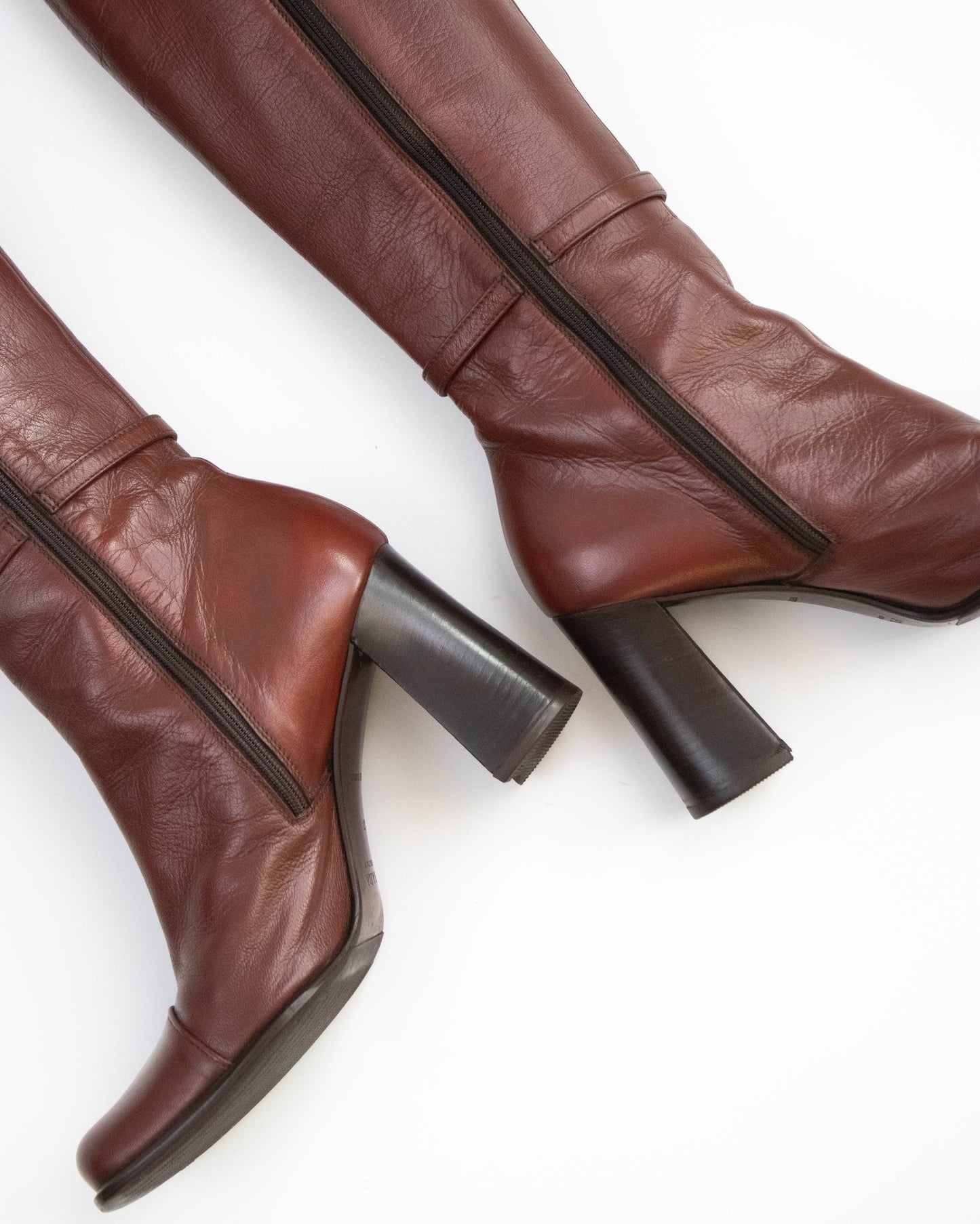 Vintage 1990s Prada Brown Block Heel Boots As seen on CBK / 37 (US 7)