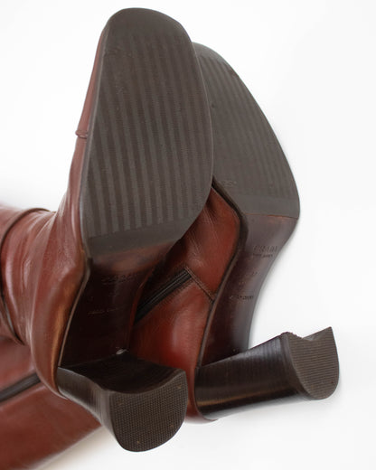 Vintage 1990s Prada Brown Block Heel Boots As seen on CBK / 37 (US 7)