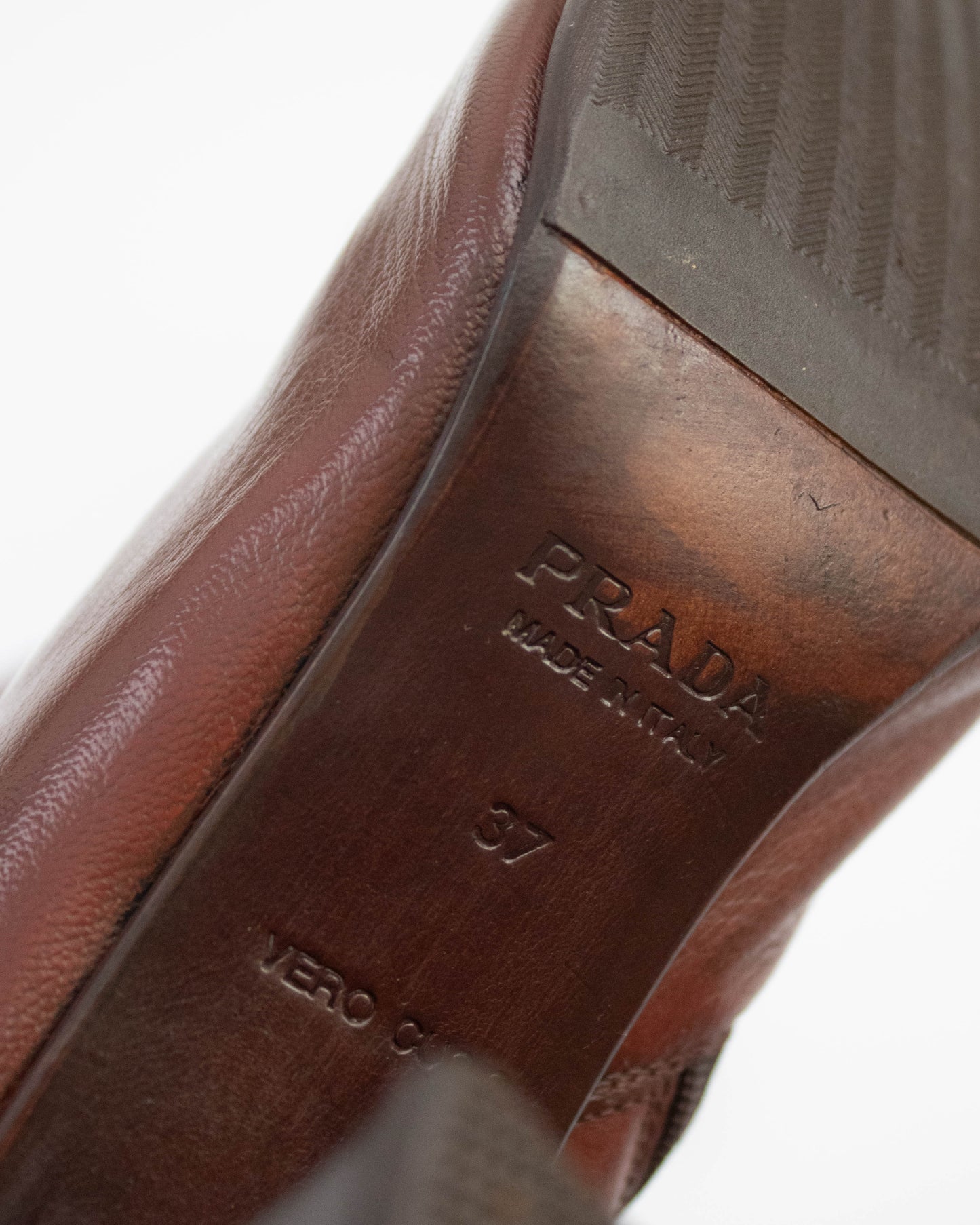 Vintage 1990s Prada Brown Block Heel Boots As seen on CBK / 37 (US 7)