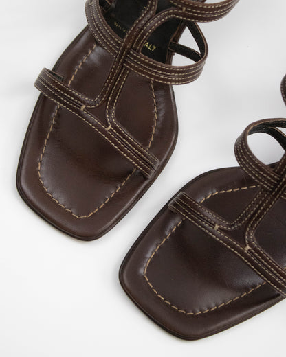 Vintage 1990s Prada Brown Block Heel Mules / 37 (US 7)