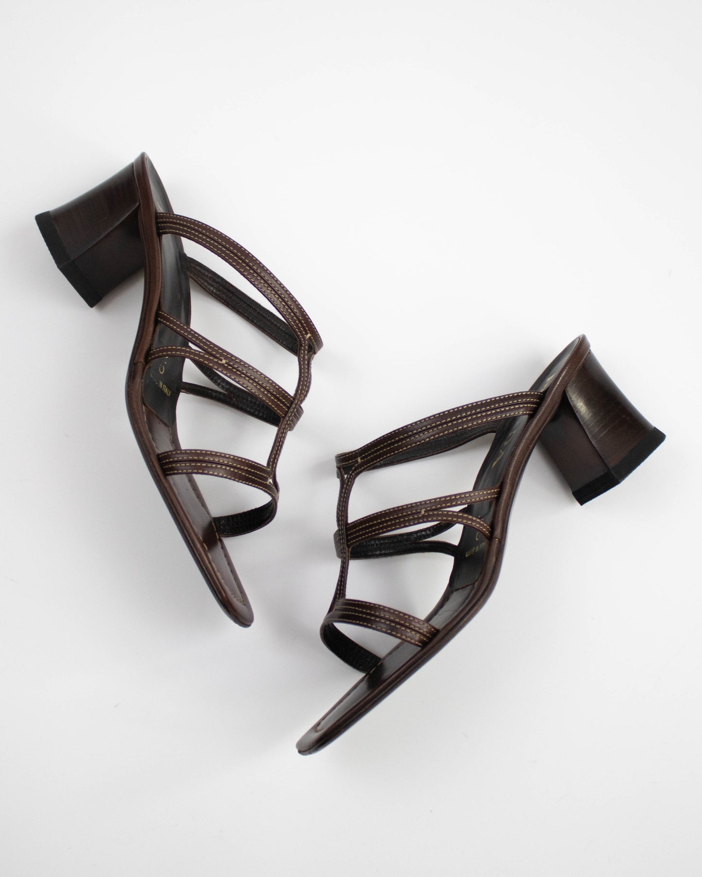 Vintage 1990s Prada Brown Block Heel Mules / 37 (US 7)