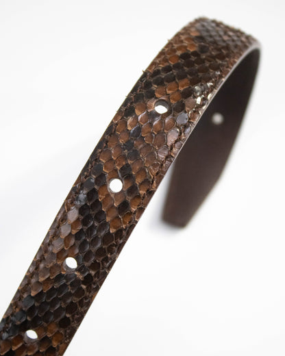 Vintage 1990s Prada Brown Python Print Leather Belt / XS-S