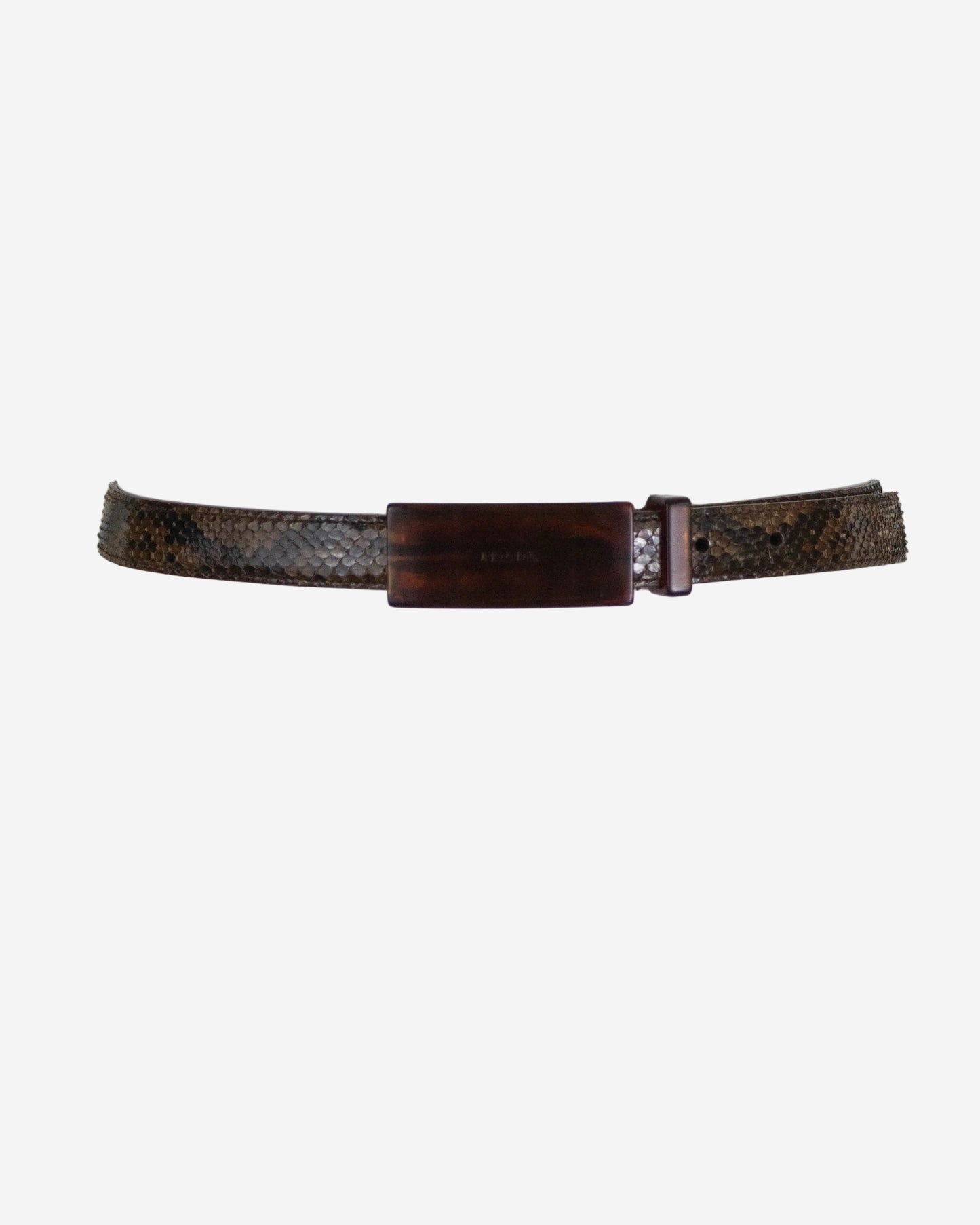 Vintage 1990s Prada Brown Python Print Leather Belt / XS-S