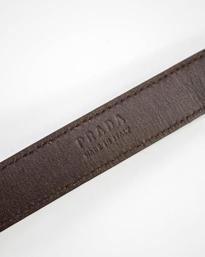 Vintage 1990s Prada Brown Python Print Leather Belt / XS-S