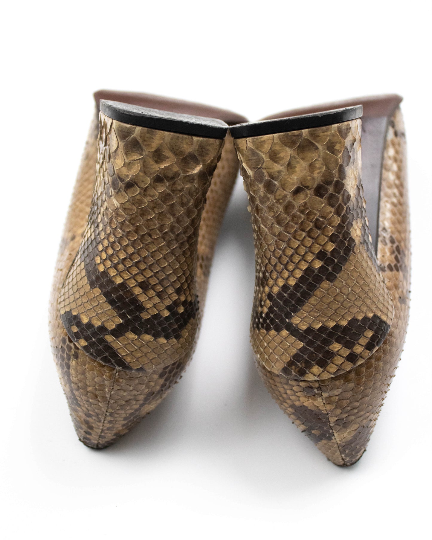 Vintage 1990s Prada Brown Snakeskin Python Pumps / 37.5 (US 7.5)