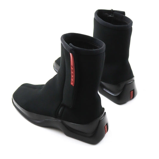 Vintage 1990s Prada Linea Rosa Square Toe Massive Sole Nylon Moto Boots / 37 (US 7)