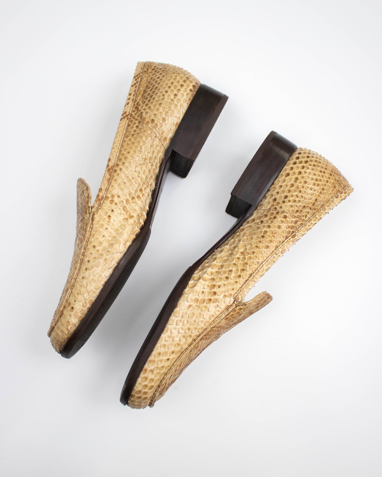 Vintage 1990s Prada Snakeskin Python Loafer Shoes / 38 (US 8)