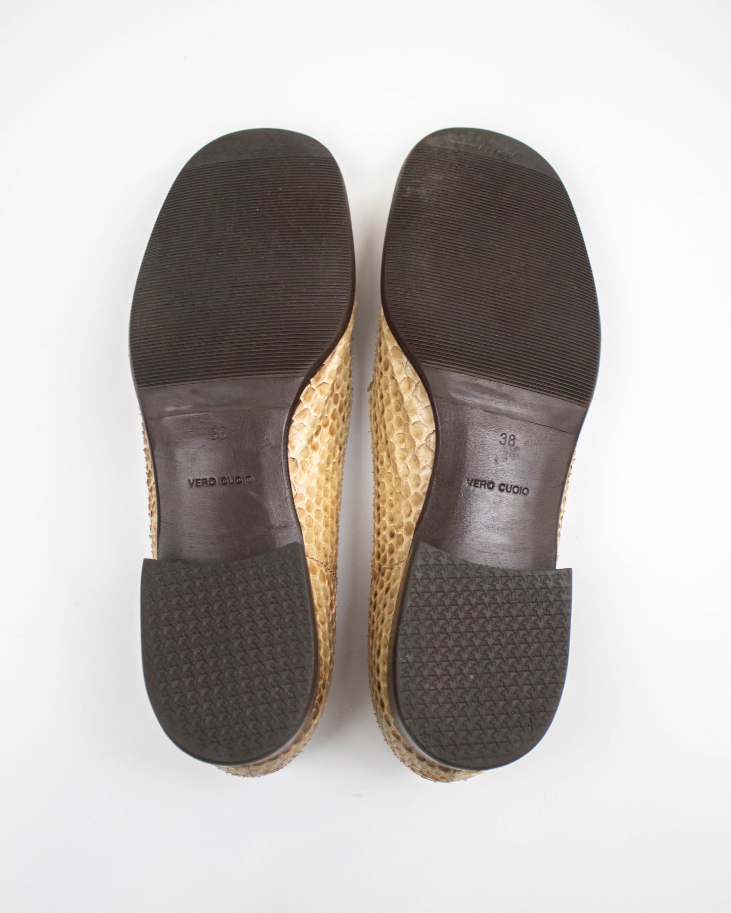 Vintage 1990s Prada Snakeskin Python Loafer Shoes / 38 (US 8)