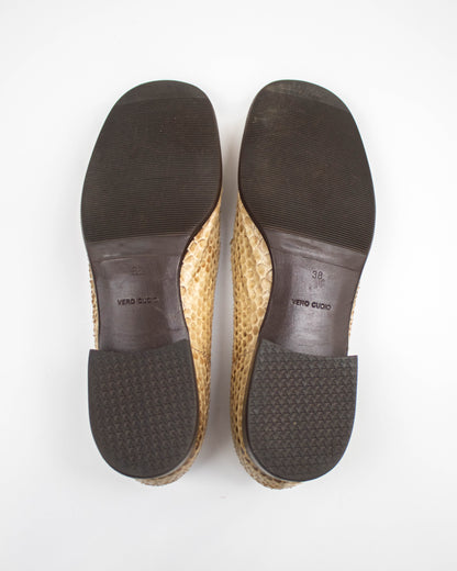Vintage 1990s Prada Snakeskin Python Loafer Shoes / 38 (US 8)