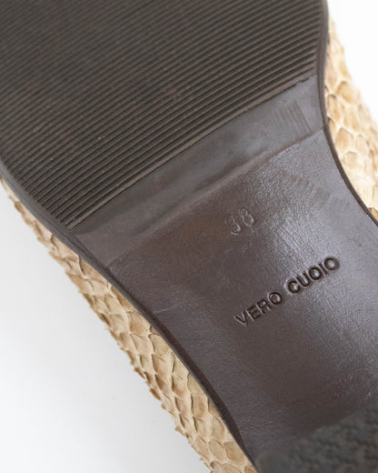 Vintage 1990s Prada Snakeskin Python Loafer Shoes / 38 (US 8)