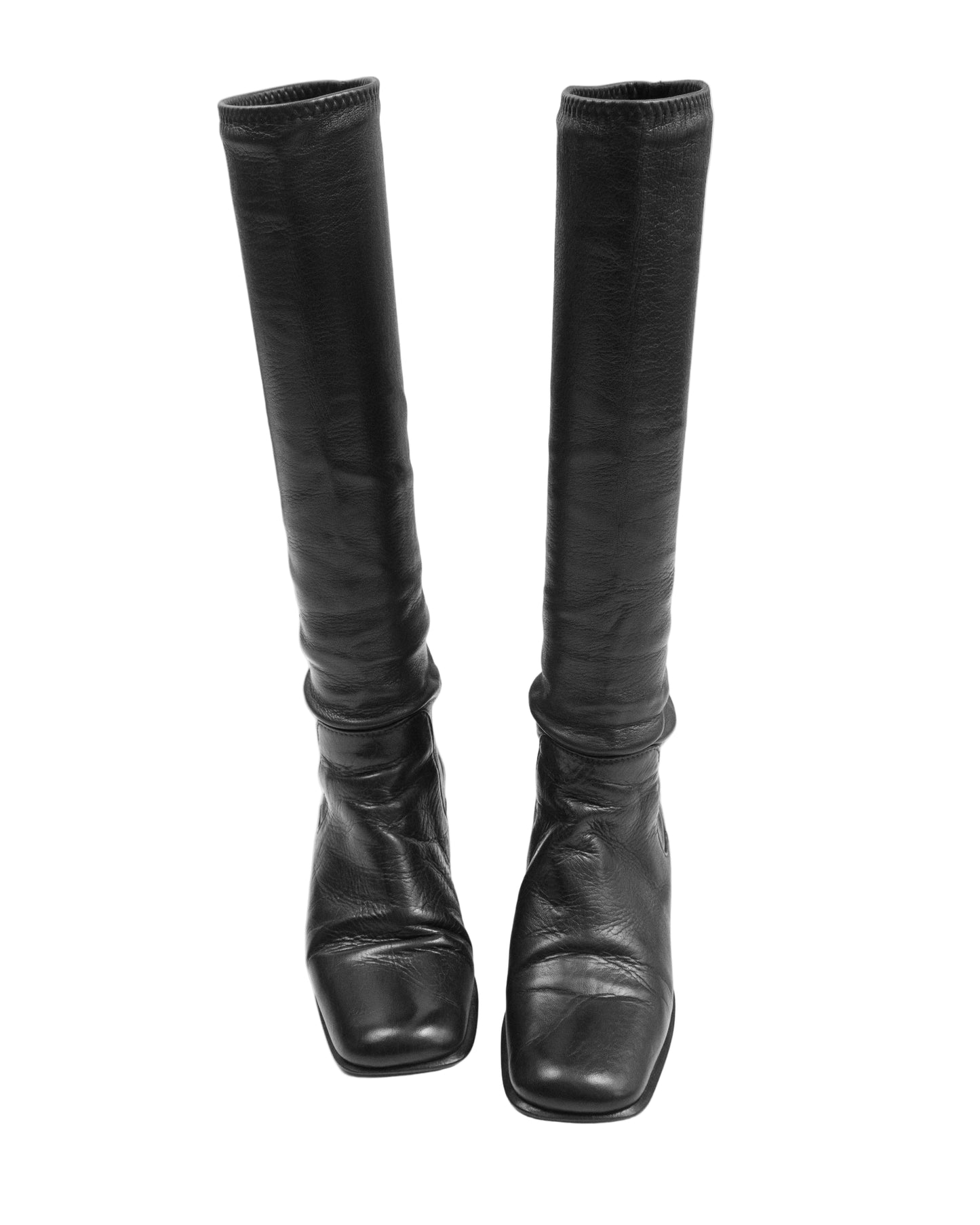 Vintage 1990s Prada Brown Leather Sock Boots As seen on CBK / 35.5 (US 5.5)