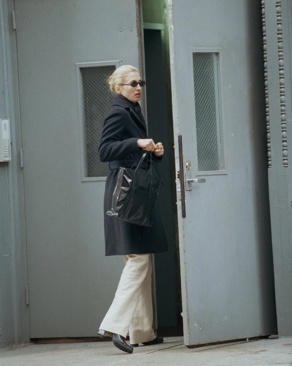 Vintage 1990s Prada Spazzolato Black Patent Leather Shoulder Bag