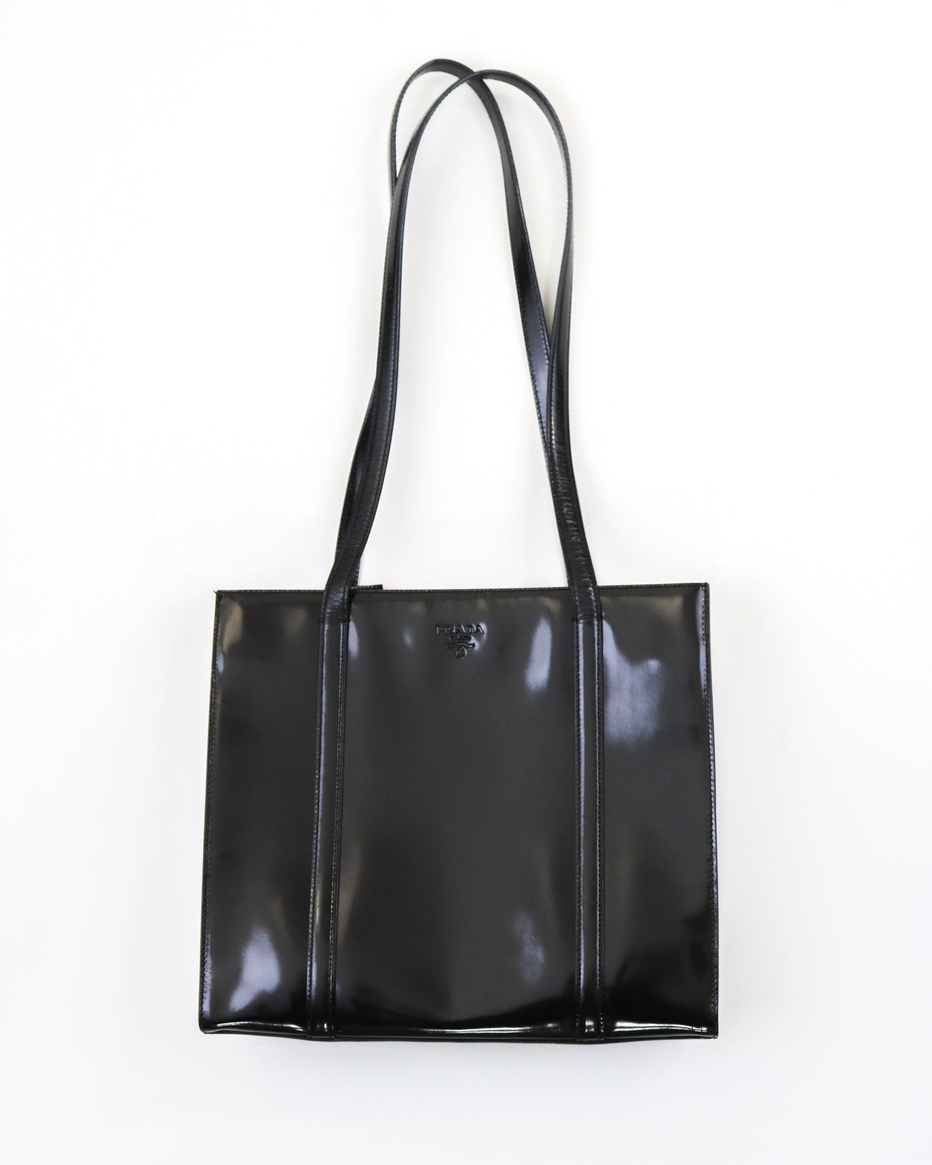 Vintage 1990s Prada Spazzolato Patent Leather Shoulder Bag