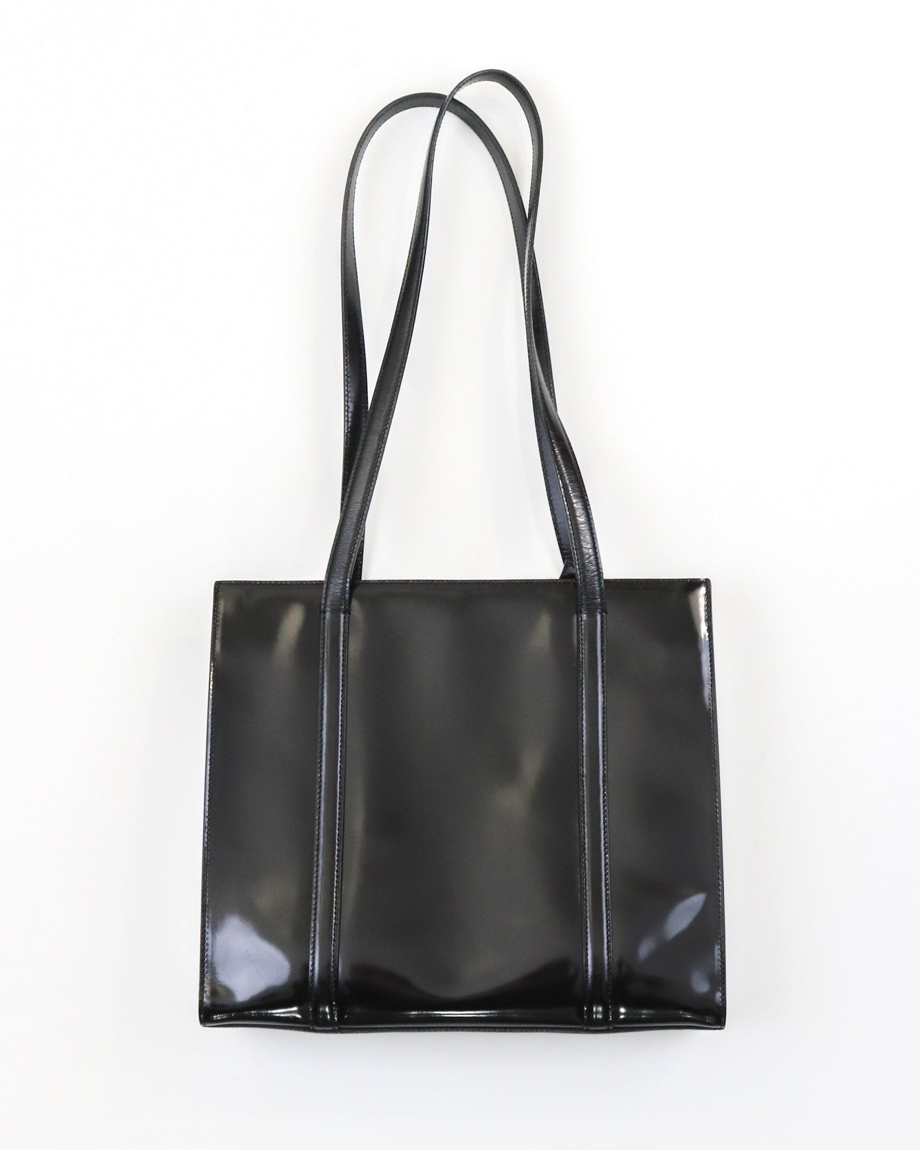 Vintage 1990s Prada Spazzolato Patent Leather Shoulder Bag