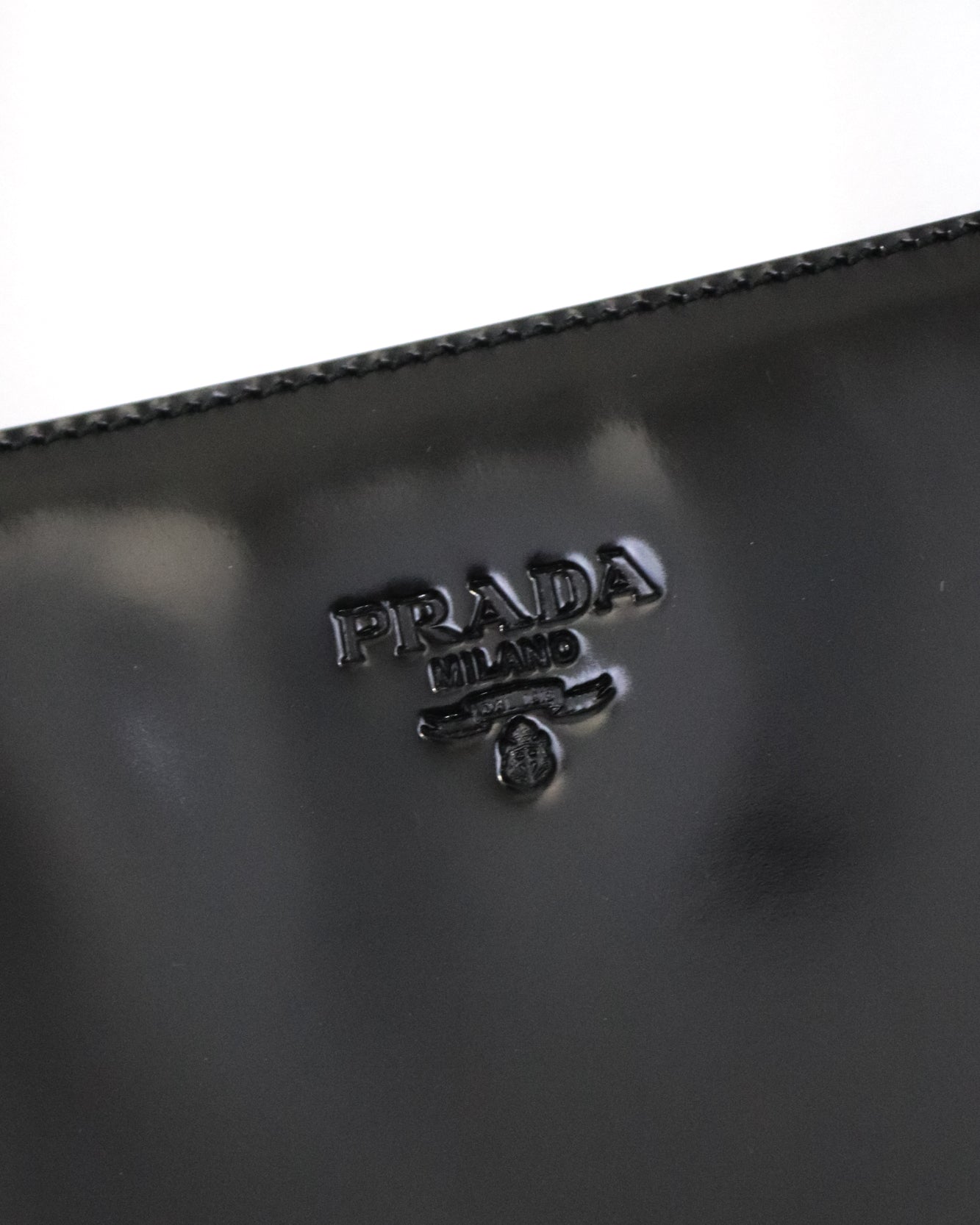 Vintage 1990s Prada Spazzolato Patent Leather Shoulder Bag