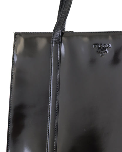 Vintage 1990s Prada Spazzolato Patent Leather Shoulder Bag