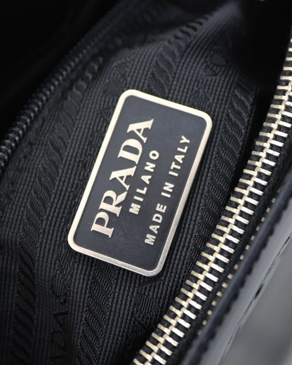 Vintage 1990s Prada Spazzolato Patent Leather Shoulder Bag