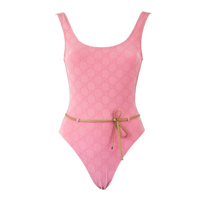 Vintage 1999 Gucci by Tom Ford Pink GG Logo Monogram One Piece Swimsuit Bodysuit / XS