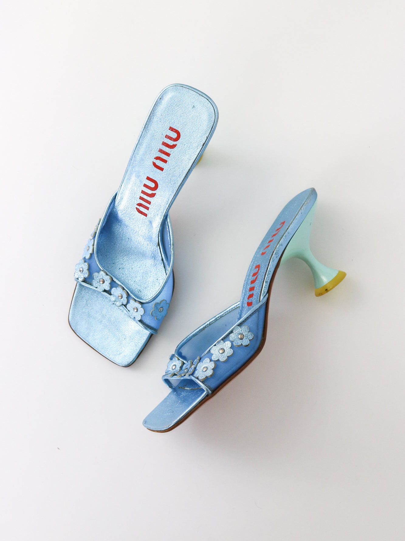 Vintage 1999 Miu Miu Prada Mesh Mules Flower Detail / 35 (US 5)