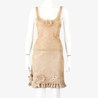 Vintage 2000s Adam Jones Paris Designer Skirt Suit Crochet Lace Dress / S