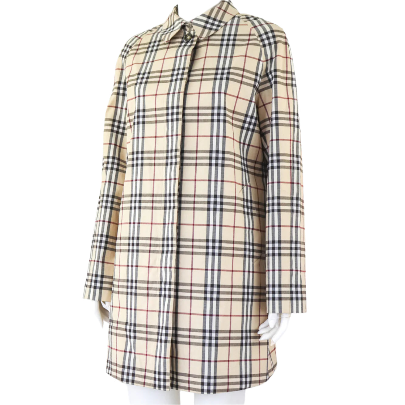 Vintage 2000s Burberry London Cotton Blend Nova Check Tartan Trench Coat / S-M