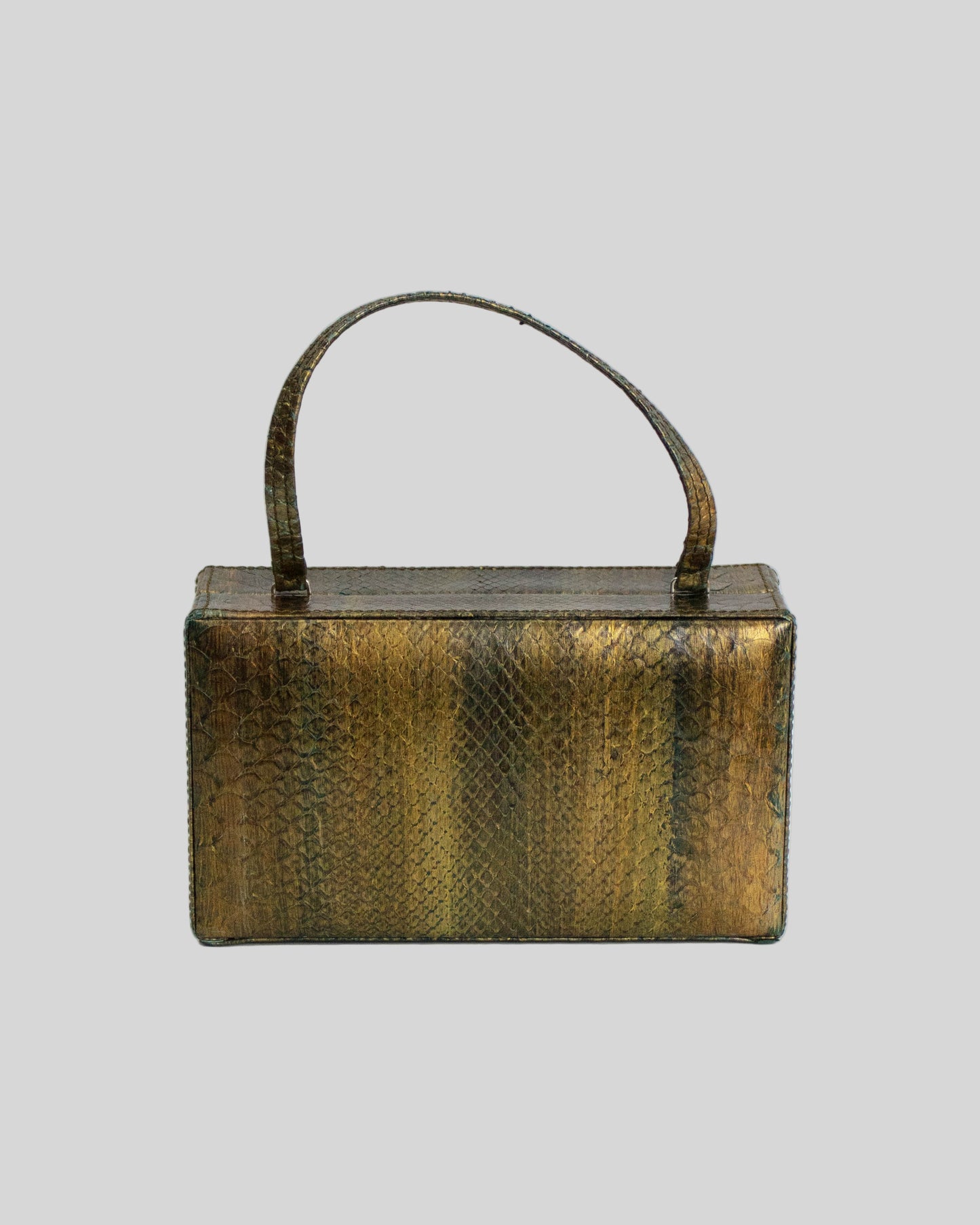 Vintage 2000s Calvin Klein Collection Python Leather Bronze/Gold Clutch Bag