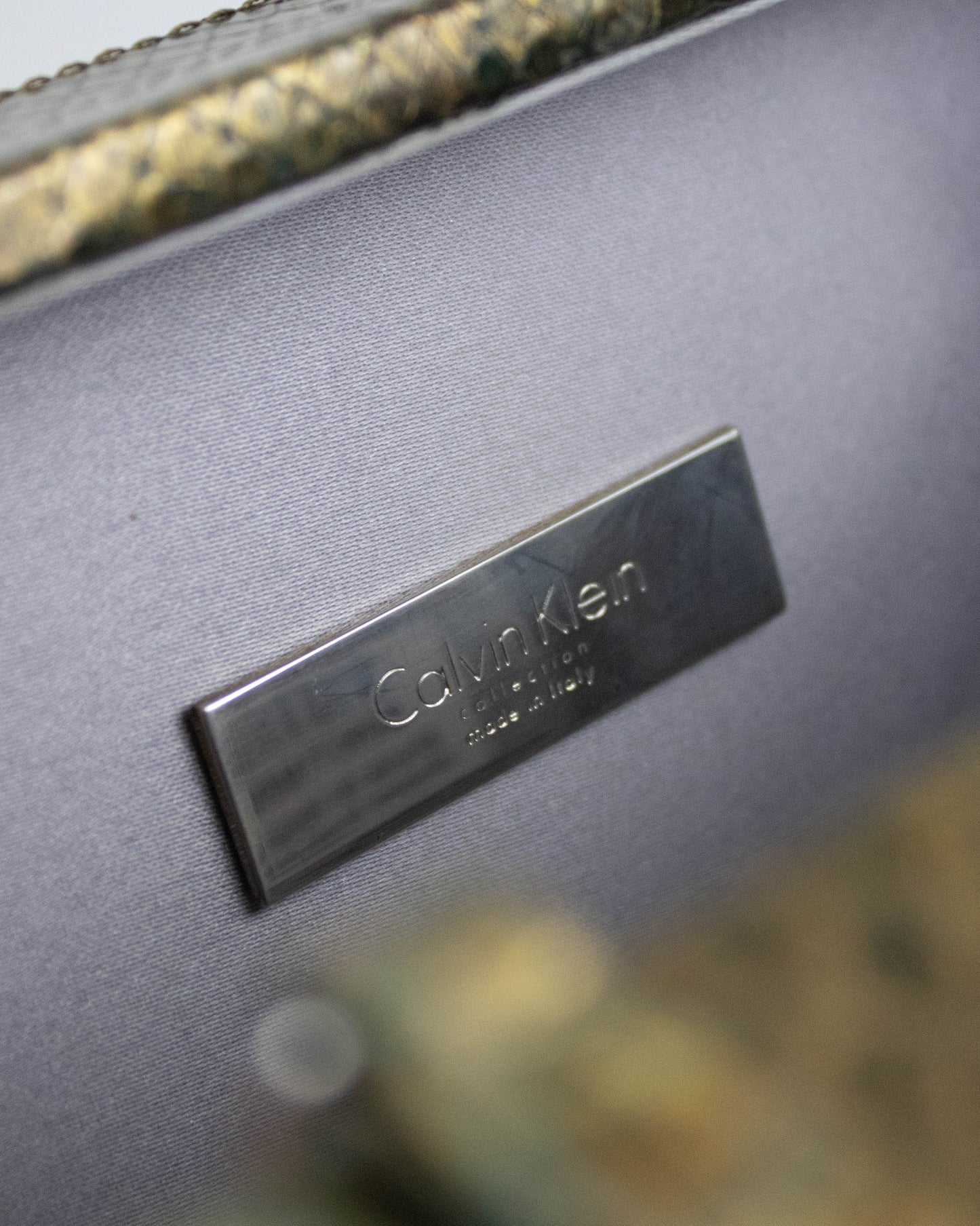 Vintage 2000s Calvin Klein Collection Python Leather Bronze/Gold Clutch Bag