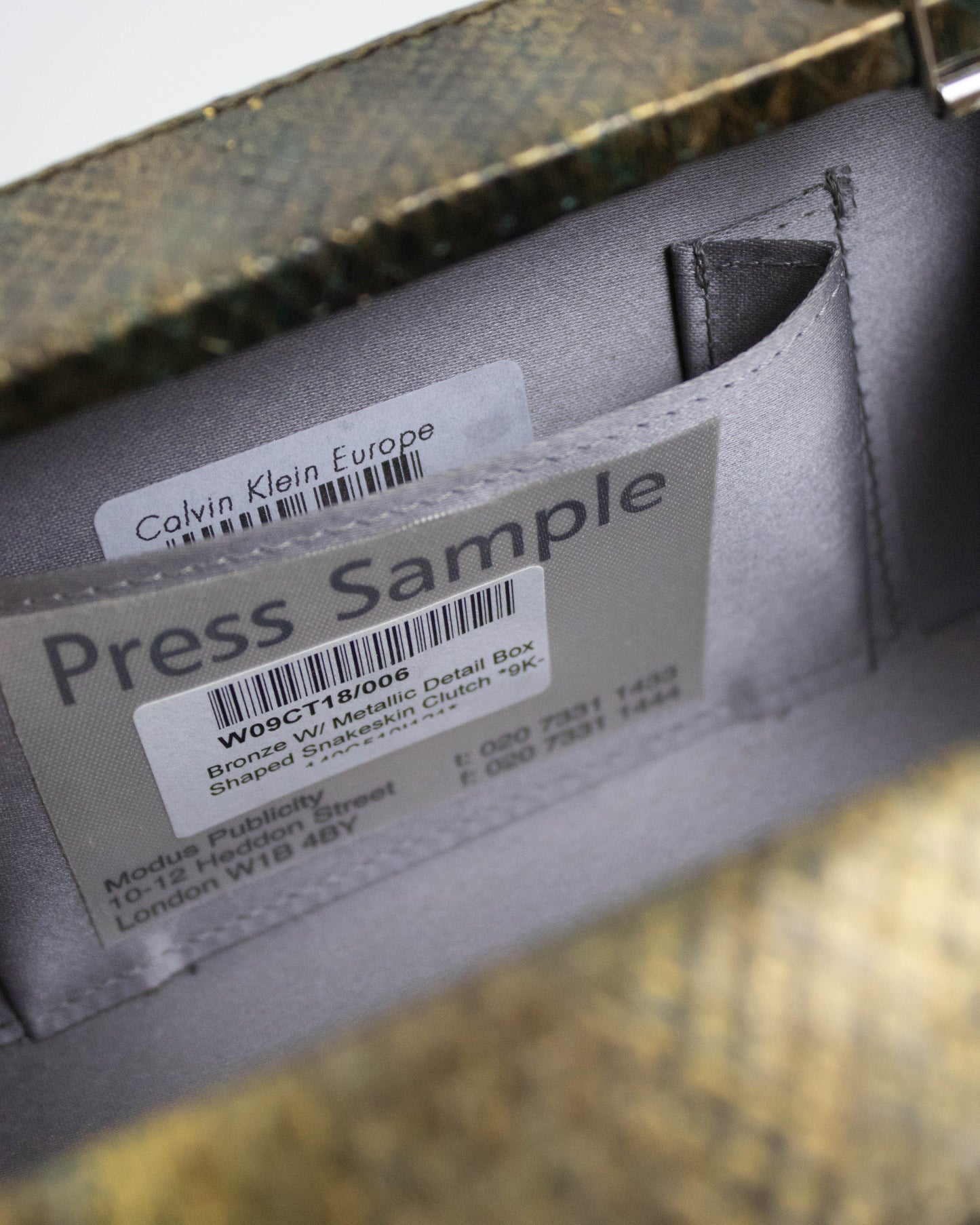 Vintage 2000s Calvin Klein Collection Python Leather Bronze/Gold Clutch Bag