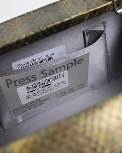 Vintage 2000s Calvin Klein Collection Python Leather Bronze/Gold Clutch Bag