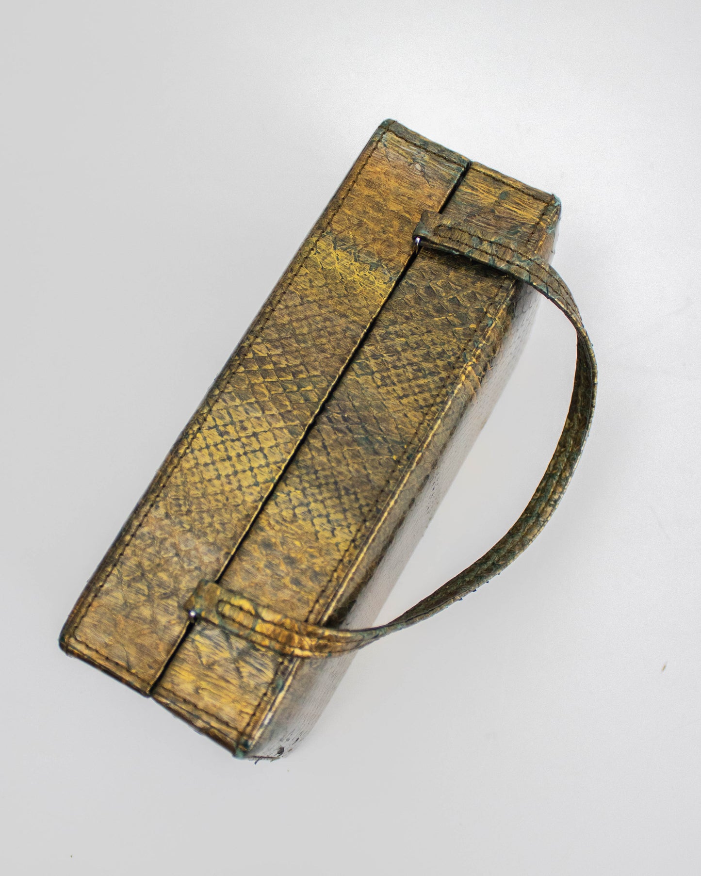 Vintage 2000s Calvin Klein Collection Python Leather Bronze/Gold Clutch Bag