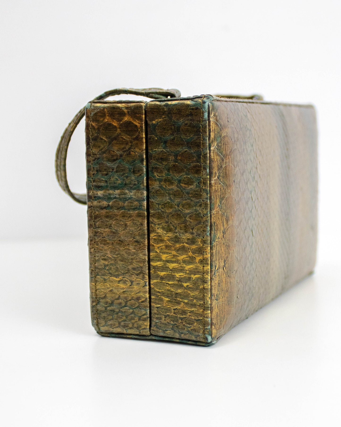 Vintage 2000s Calvin Klein Collection Python Leather Bronze/Gold Clutch Bag
